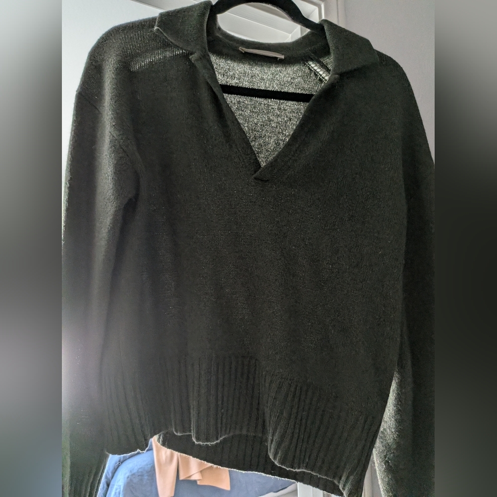 Everlane Green Cashmere Polo Collared Sweater